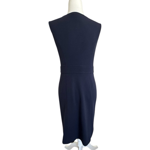 Ann Taylor Navy Blue Sleeveless Silver Button Down Dress Size 2 Straight Fit - Picture 3 of 10